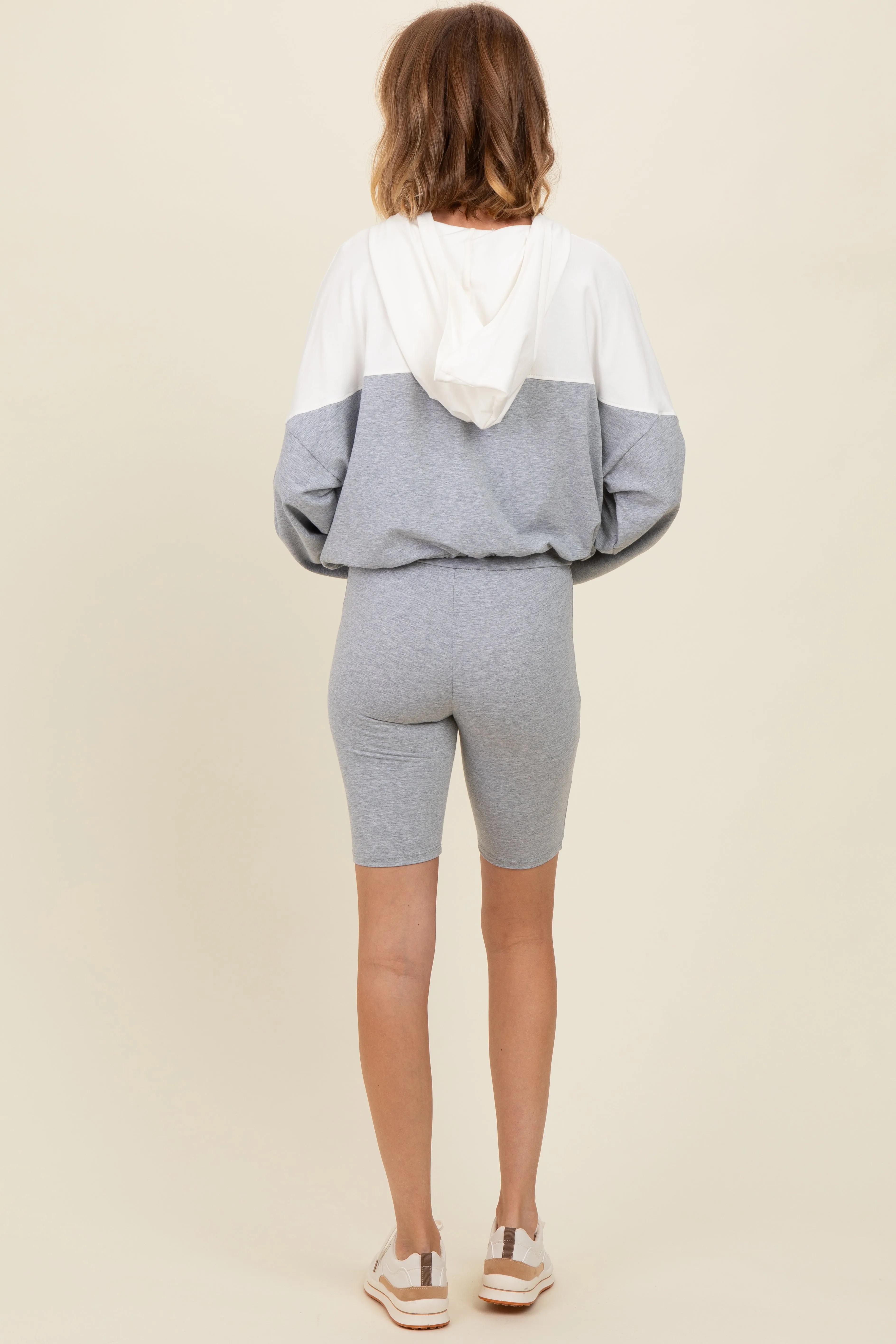 Heather Grey Colorblock Hoodie Shorts Set sold by Pinkblush product image thumbnail 2