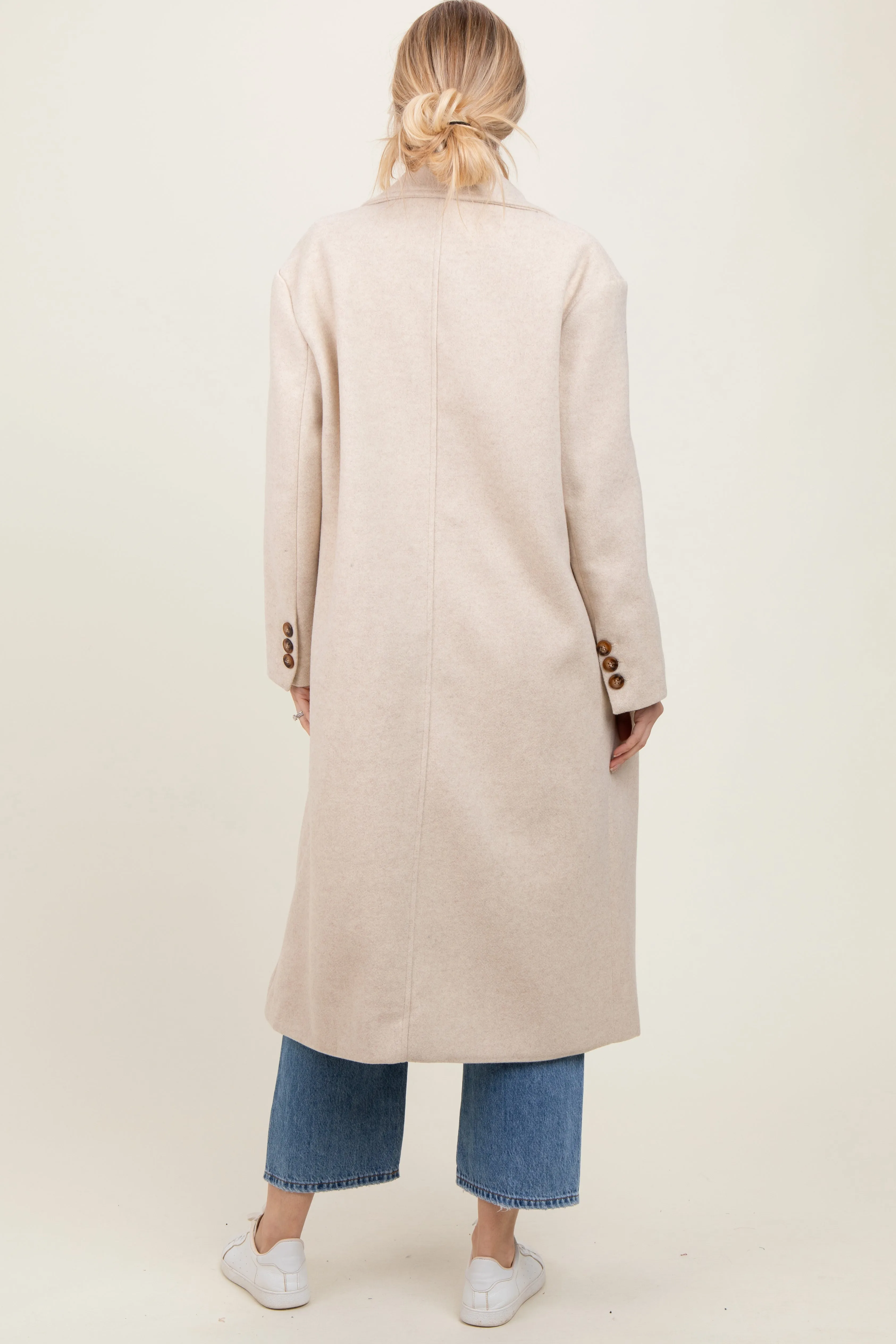 Cream Felted Double Breasted Lapel Button Coat sold by Pinkblush product image thumbnail 4