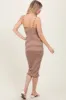 Mocha Striped Knit Twist Front Midi Dress sold by Pinkblush