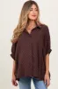 Brown Checker Print Short Sleeve Oversized Maternity Blouse sold by Pinkblush