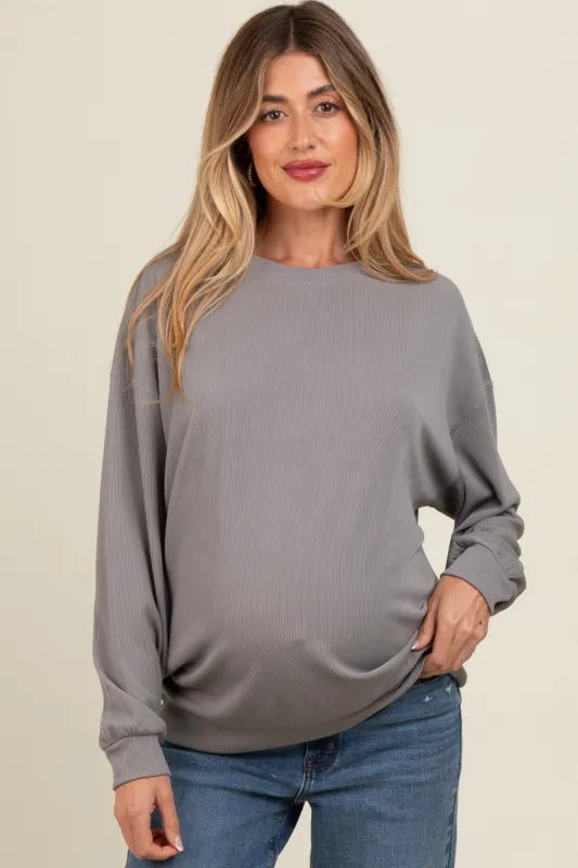 Grey Drop Shoulder Maternity Sweatshirt sold by Pinkblush