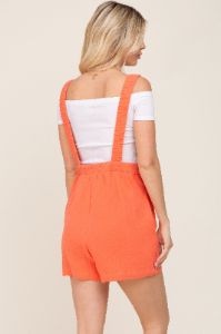 Coral Square Neck Elastic Strap Romper sold by Pinkblush