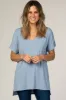 Light Blue V-Neck Cuffed Short Sleeve Maternity Top sold by Pinkblush