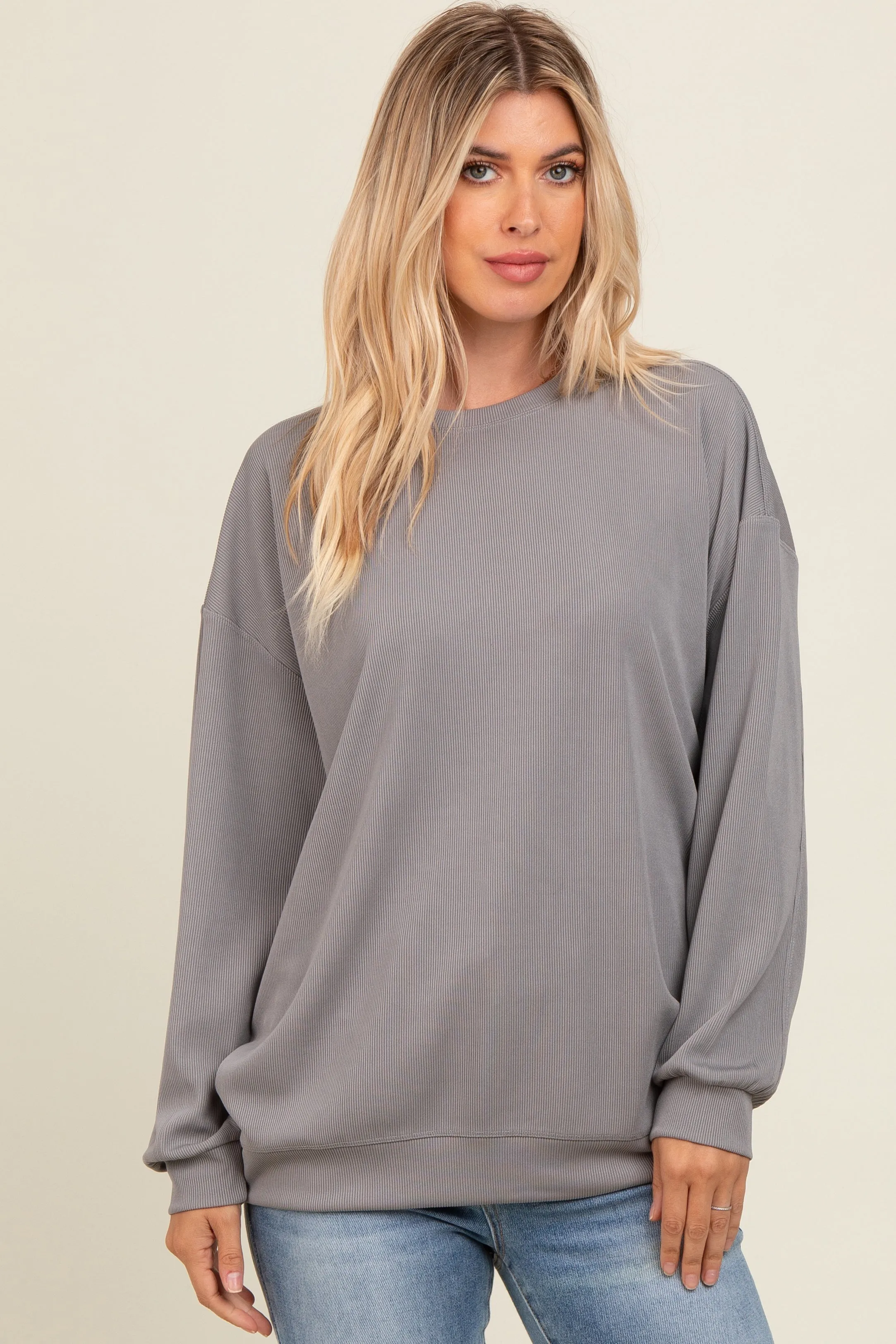 Grey Drop Shoulder Maternity Sweatshirt sold by Pinkblush product image thumbnail 4