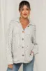 Heather Grey Cable Knit Collared Maternity Button Up Cardigan sold by Pinkblush