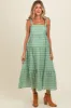 Light Olive Gingham Shoulder Tie Maternity Dress sold by Pinkblush
