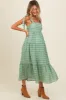 Light Olive Gingham Shoulder Tie Maternity Dress sold by Pinkblush