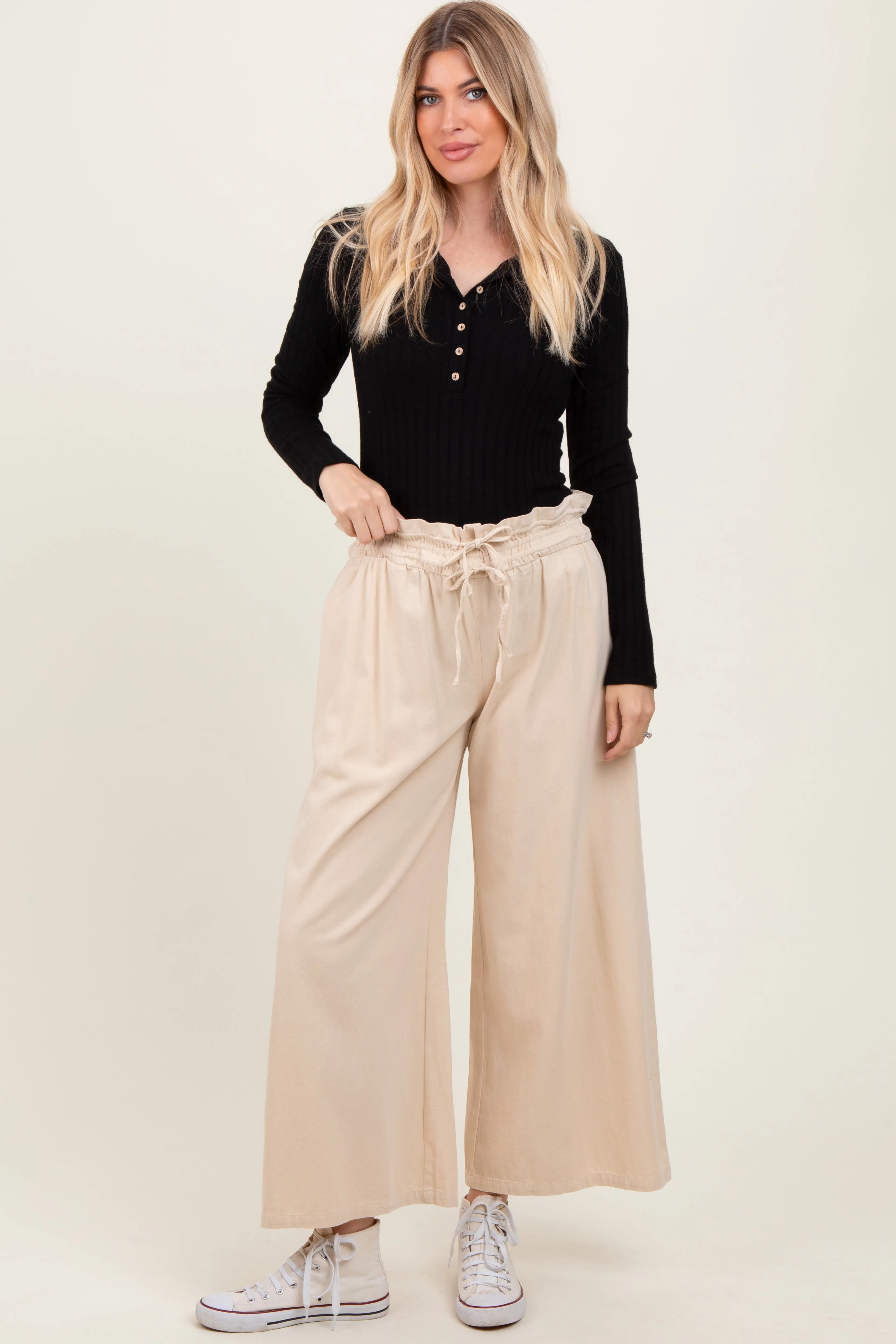 Cream Flowy Cropped Pant sold by Pinkblush product image thumbnail 2