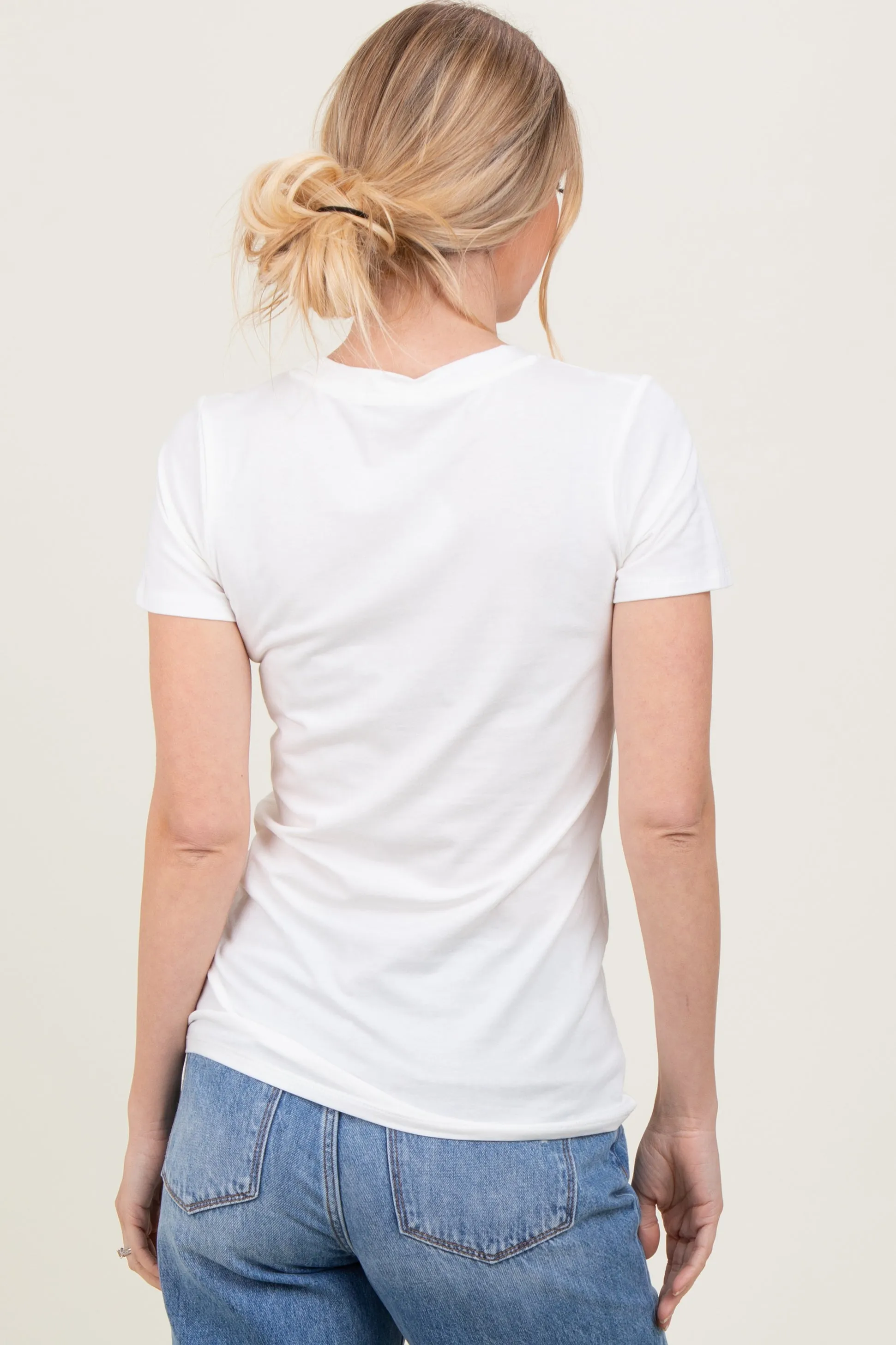 Cream Basic Crew Neck Tee sold by Pinkblush product image thumbnail 4