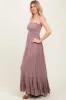 Mauve Smocked Woven Maxi Dress sold by Pinkblush