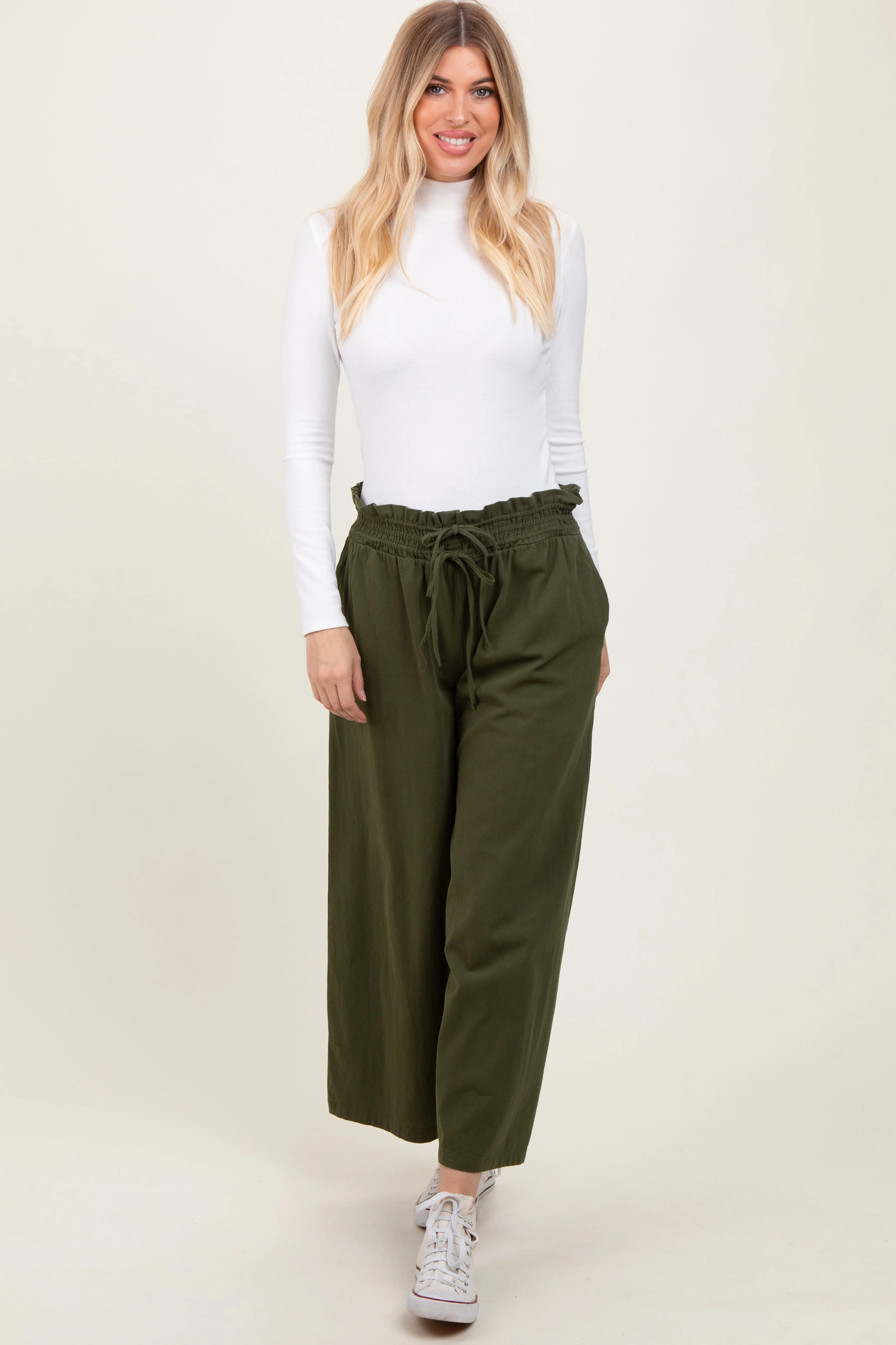 Olive Flowy Cropped Pant sold by Pinkblush product image thumbnail 2