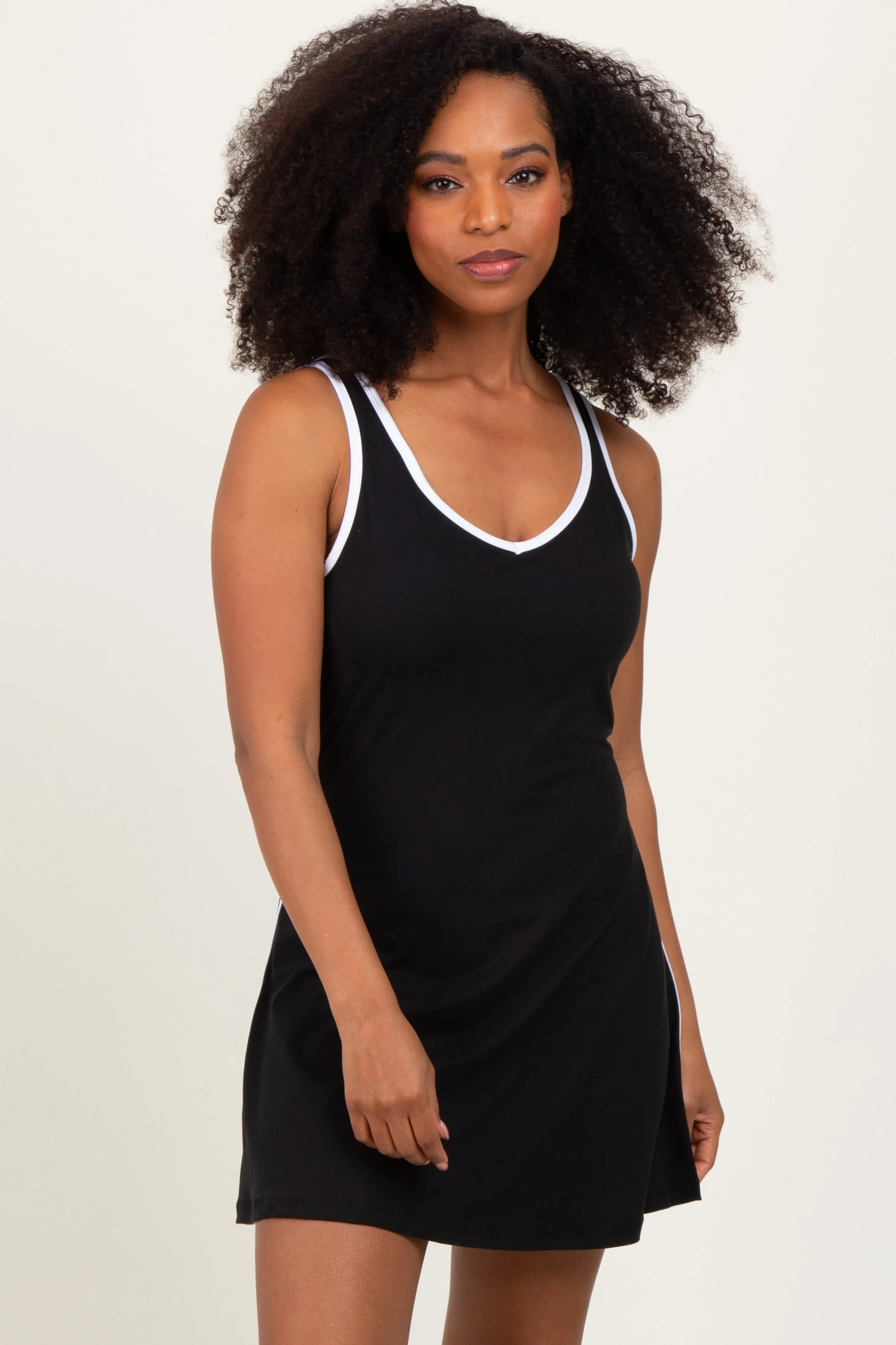 Black Contrast Trim Romper Dress sold by Pinkblush product image thumbnail 2