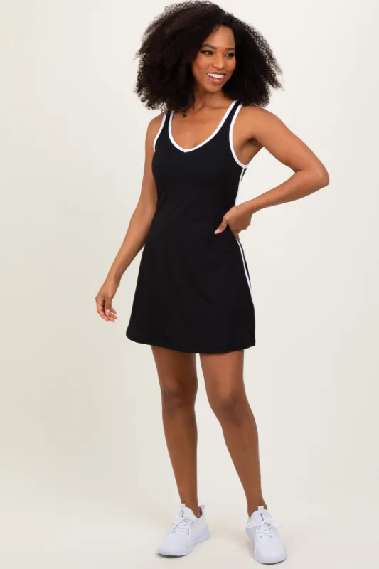 Black Contrast Trim Romper Dress sold by Pinkblush