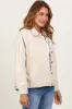 Cream Collared Button Up Shirt Jacket sold by Pinkblush