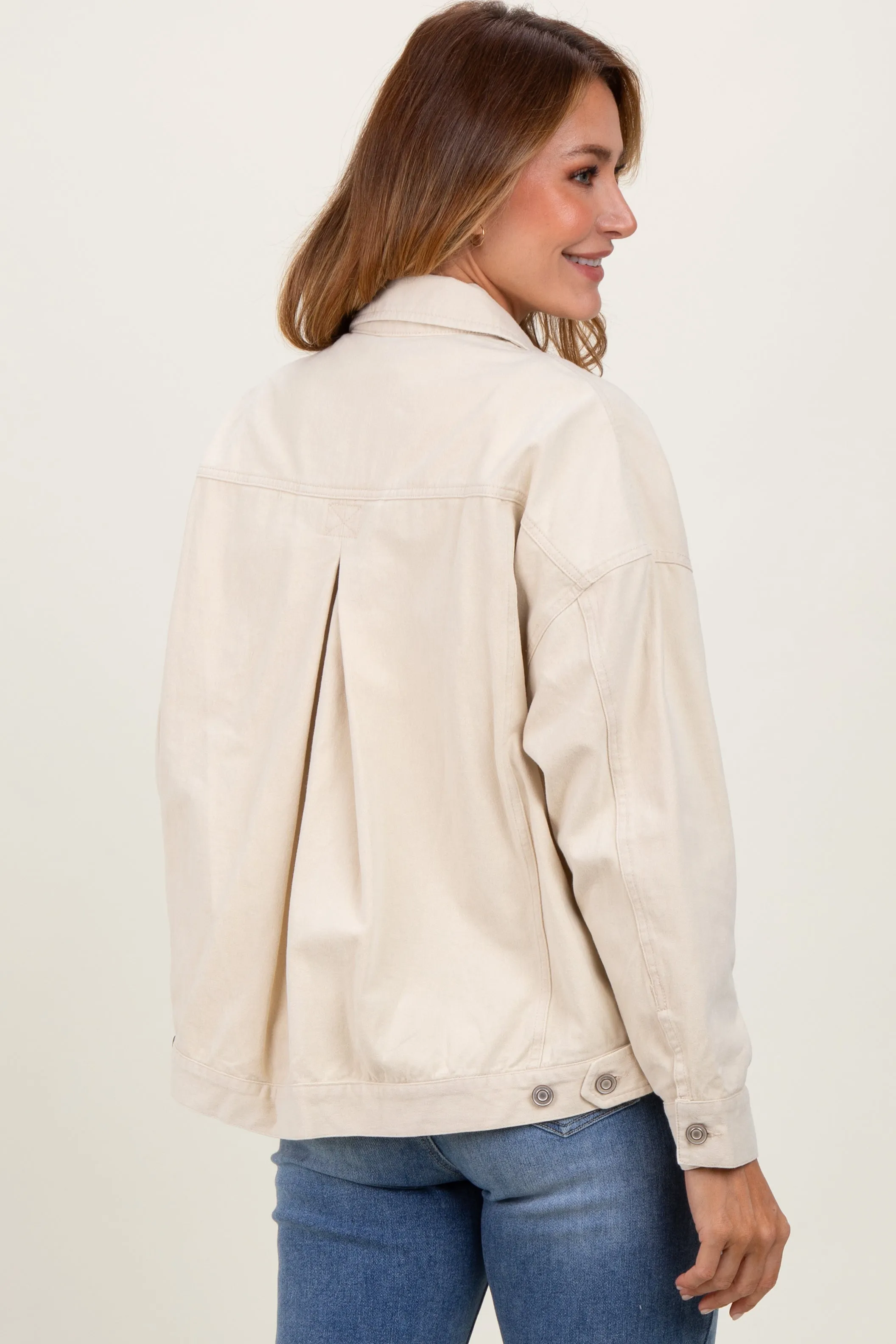Cream Collared Button Up Shirt Jacket sold by Pinkblush product image thumbnail 3
