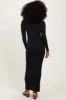 Black Long Sleeve Side Slit Maxi Dress sold by Pinkblush