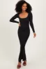 Black Long Sleeve Side Slit Maxi Dress sold by Pinkblush