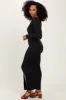 Black Long Sleeve Side Slit Maxi Dress sold by Pinkblush