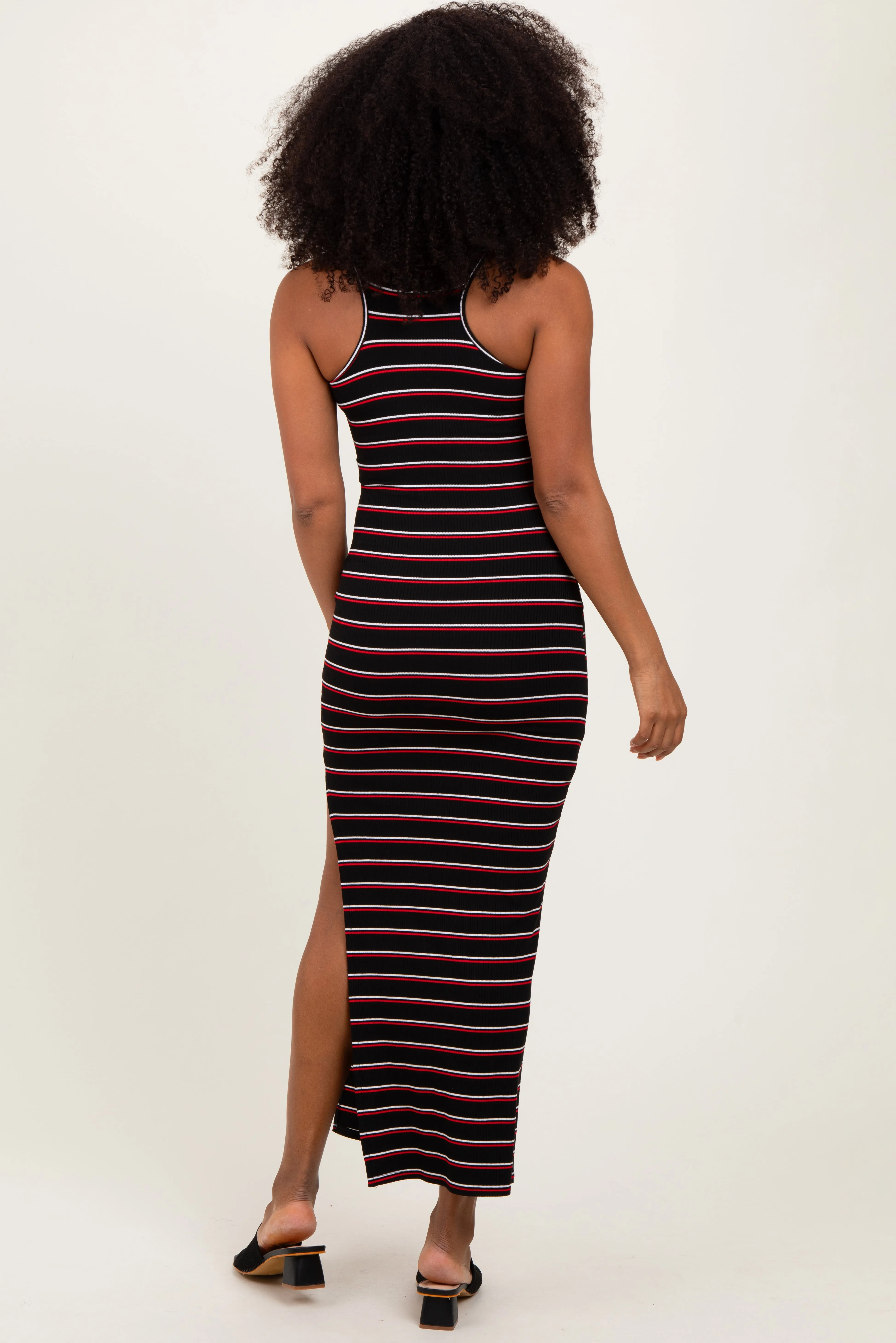 Black Red Striped Side Slit Maxi Dress sold by Pinkblush product image thumbnail 4
