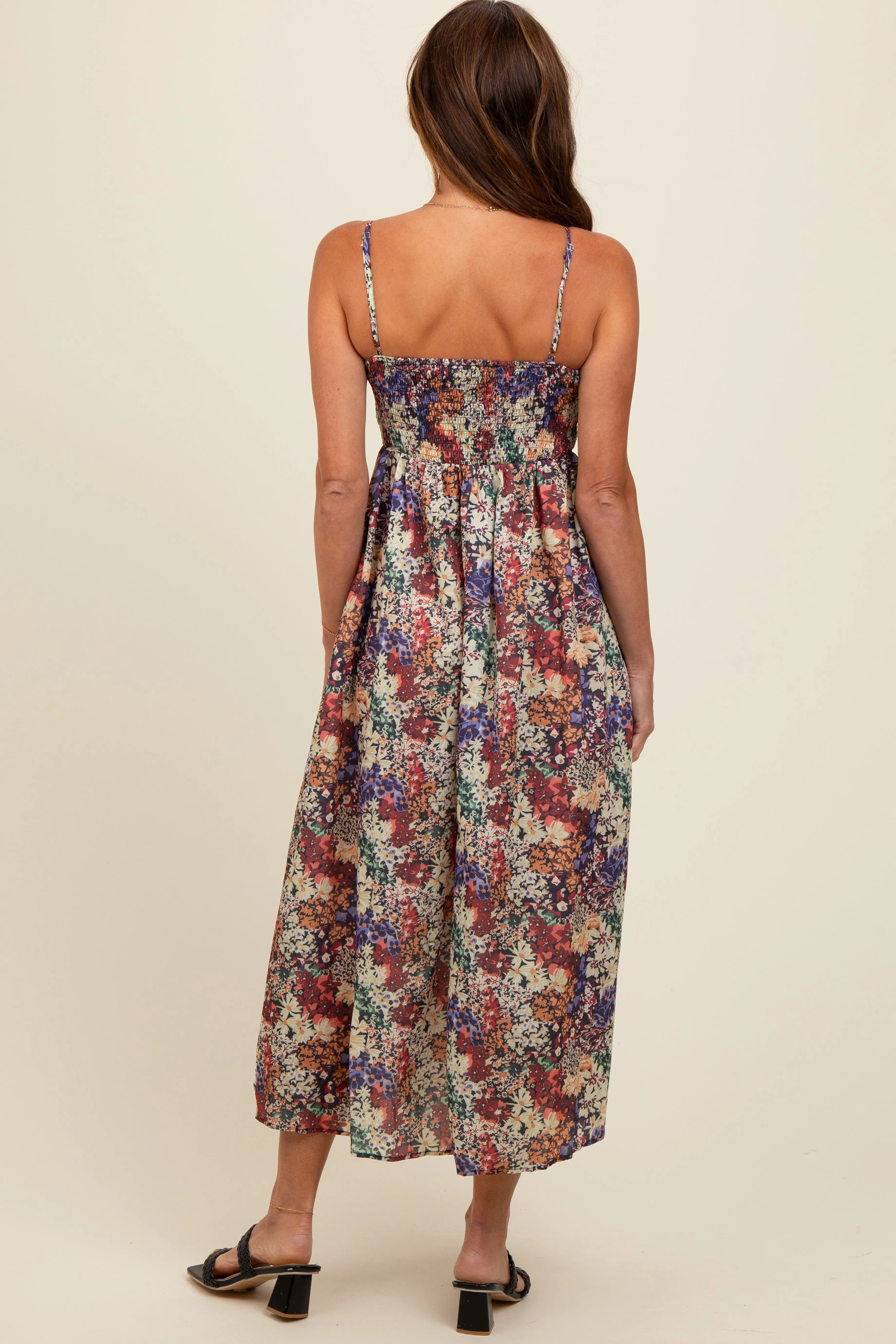 Black Floral Sleeveless Front Cutout Midi Dress sold by Pinkblush product image thumbnail 4