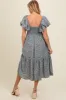 Blue Floral Puffed Sleeve Maternity Midi Dress sold by Pinkblush