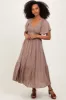 Mocha Smocked Midi Dress sold by Pinkblush