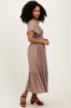 Mocha Smocked Midi Dress sold by Pinkblush