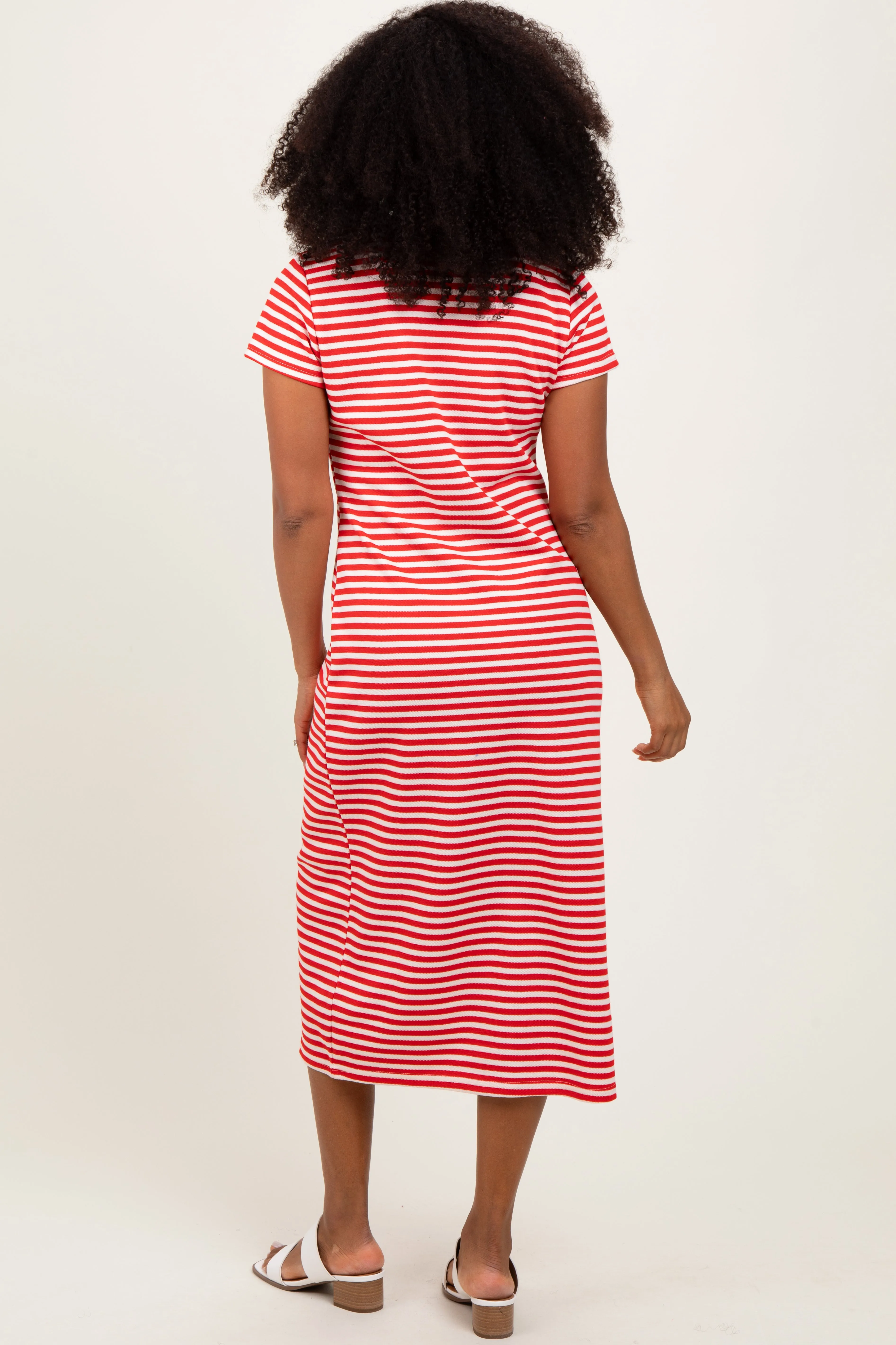Red Striped Button Down Midi Dress sold by Pinkblush product image thumbnail 4