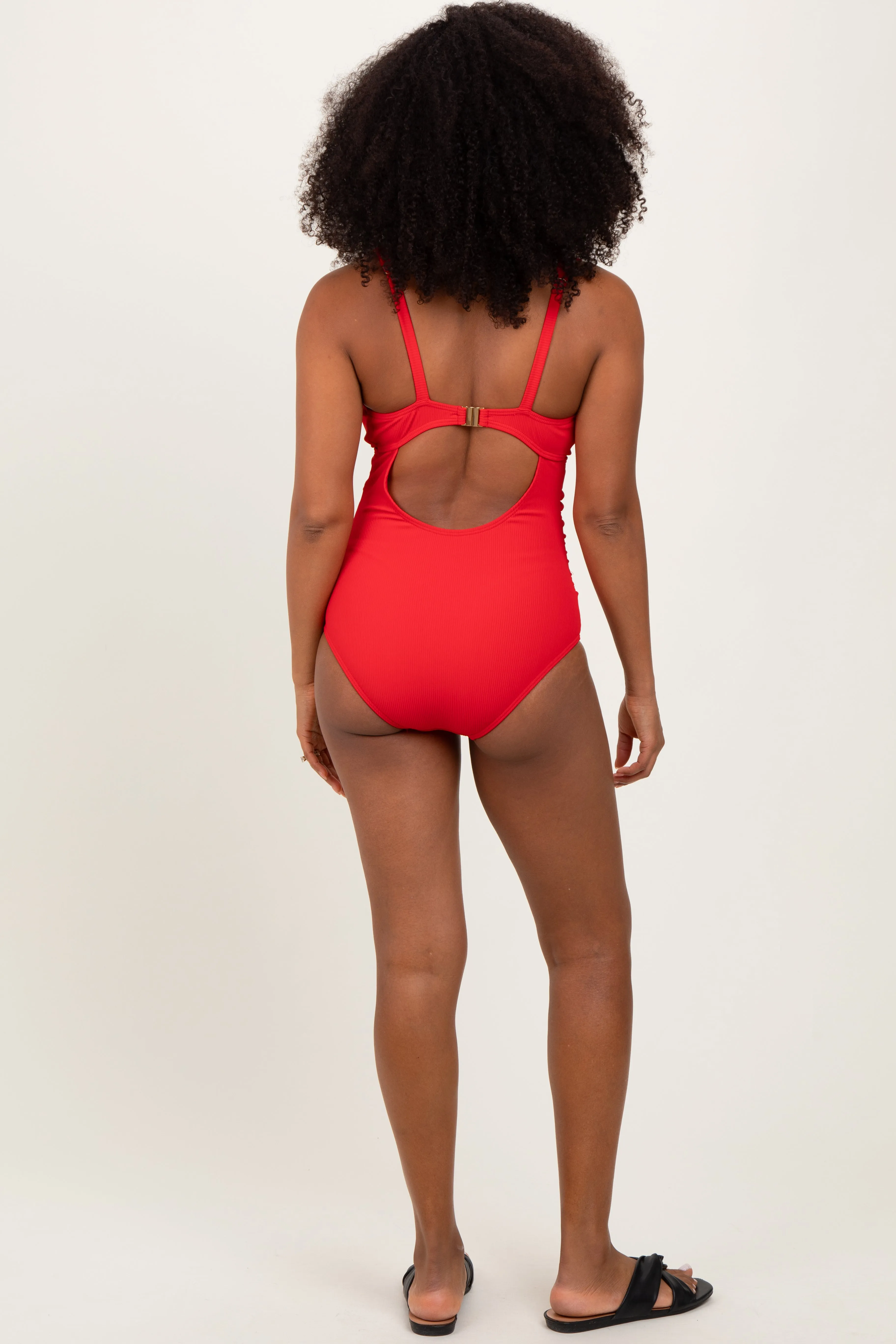 Red Scallop Trim One Piece Swimsuit sold by Pinkblush product image thumbnail 4