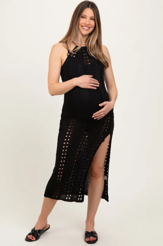 Black Halter Crochet Maternity Cover Up sold by Pinkblush