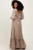 Grey Taupe Long Sleeve Floral Accent Dress sold by Pinkblush
