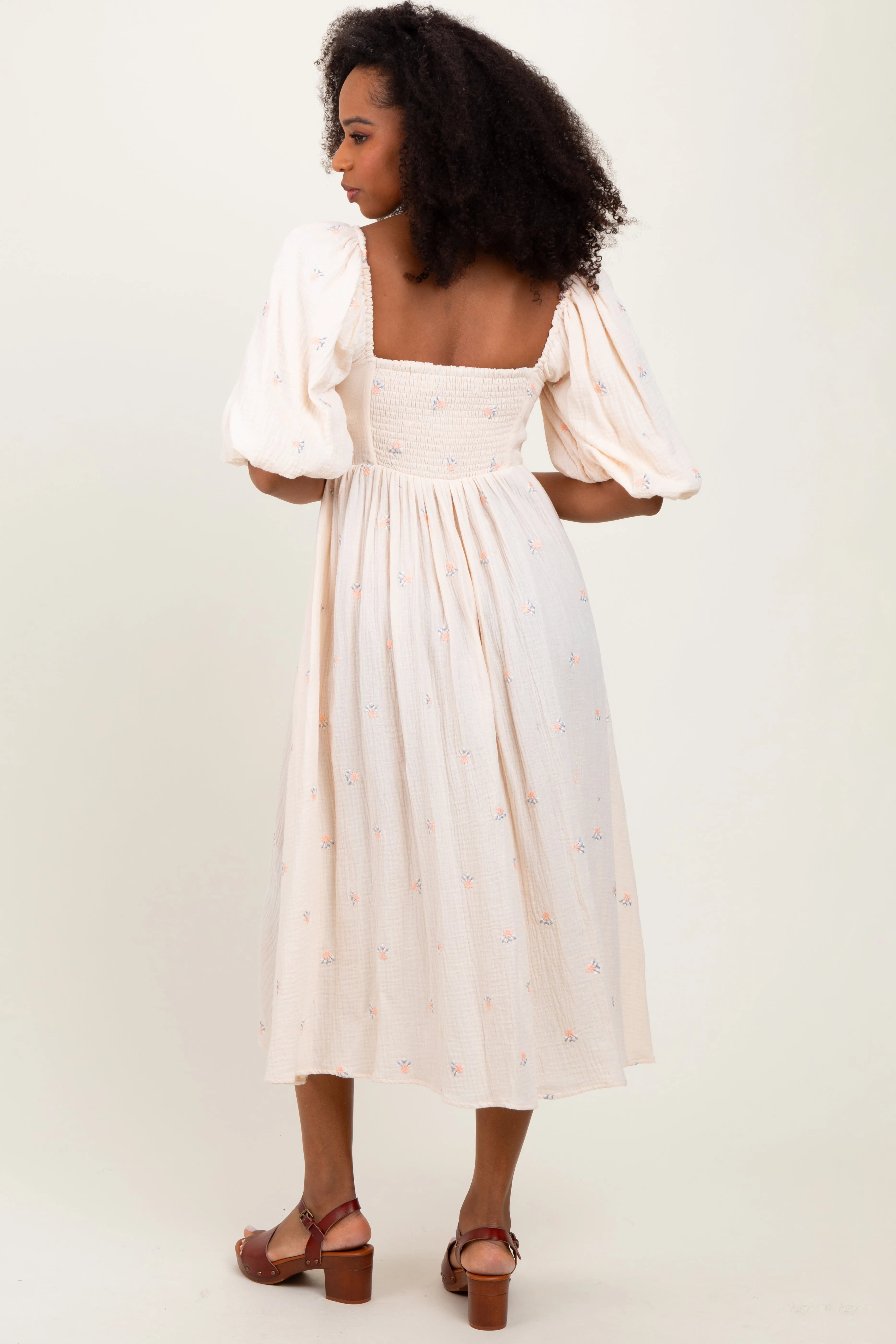 Cream Floral Midi Dress sold by Pinkblush product image thumbnail 4