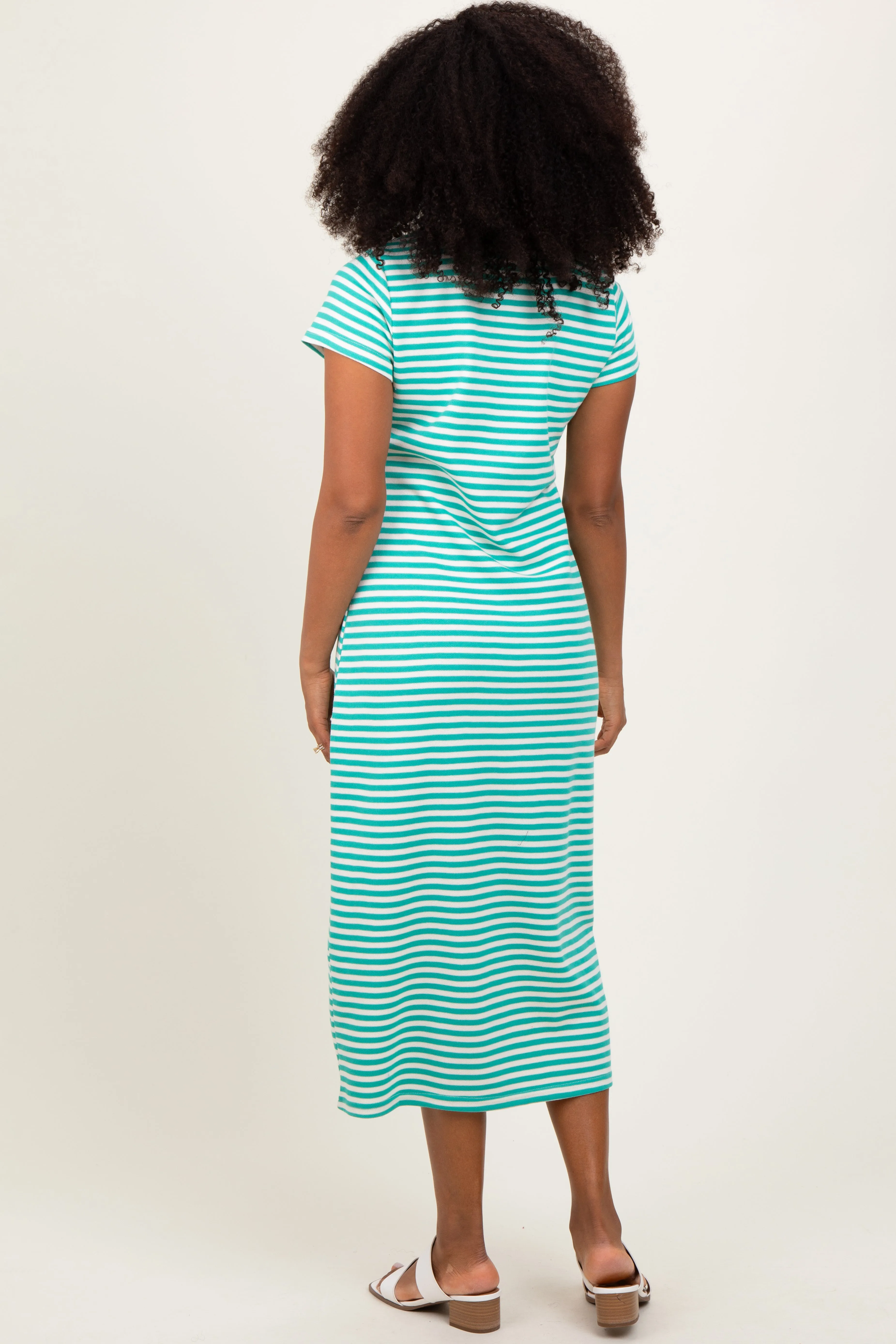 Jade Striped Button Down Midi Dress sold by Pinkblush product image thumbnail 4