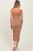 Taupe Ribbed Cami Maternity Midi Dress sold by Pinkblush