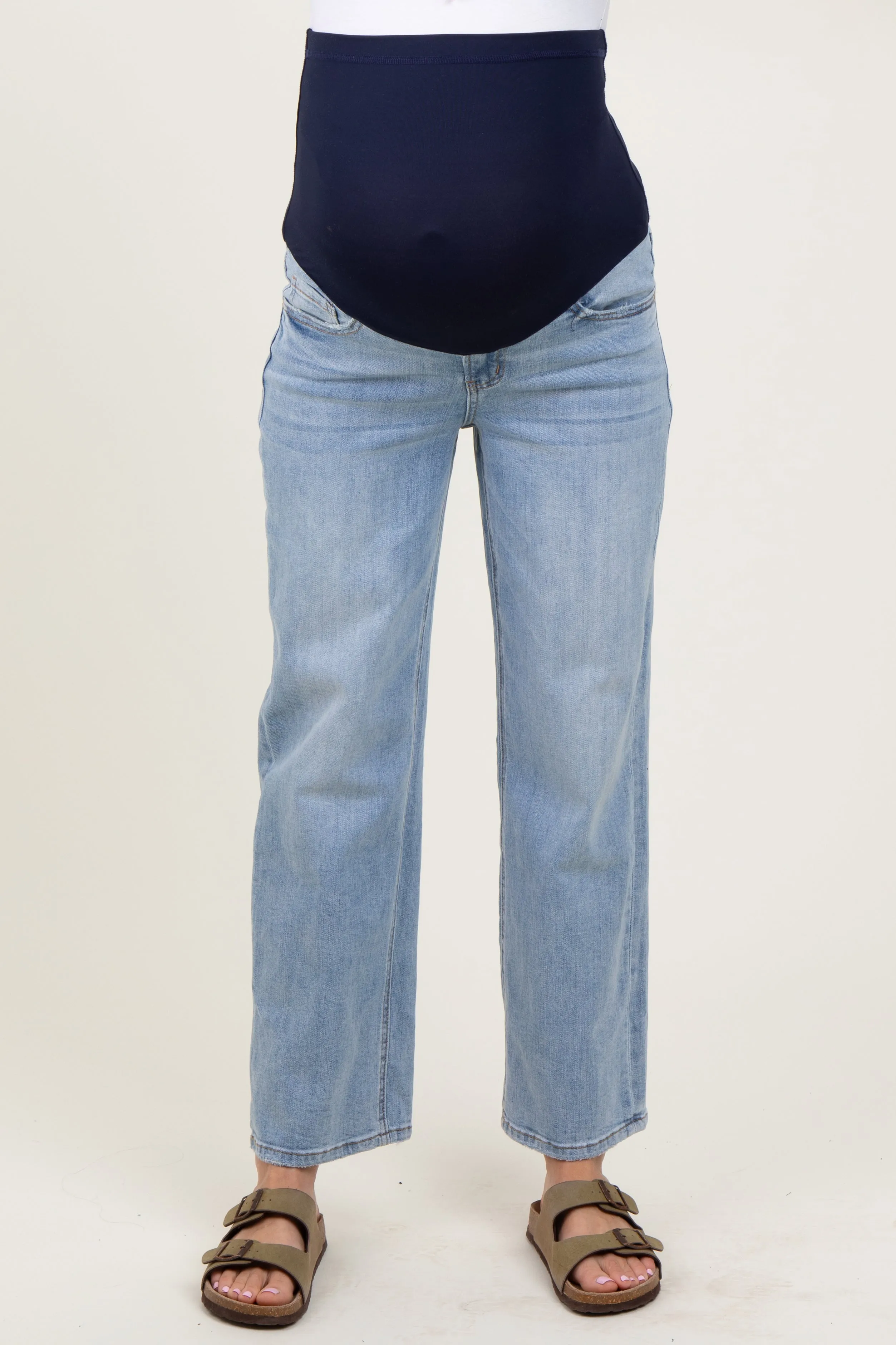 Blue Straight Leg Ankle Maternity Jeans sold by Pinkblush product image thumbnail 2