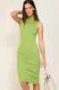 Lime Knit Fitted Turtleneck Maternity Midi Dress sold by Pinkblush