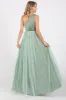 Light Olive One Shoulder Tulle Maxi Dress sold by Pinkblush