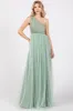 Light Olive One Shoulder Tulle Maxi Dress sold by Pinkblush