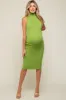 Lime Knit Fitted Turtleneck Maternity Midi Dress sold by Pinkblush