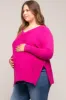 Fuchsia Knit Long Dolman Sleeve Plus Maternity Top sold by Pinkblush