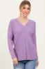 Lavender Basic V-Neck Long Sleeve Brushed Knit Maternity Top sold by Pinkblush