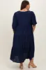 Navy Blue Striped Tiered Plus Midi Dress sold by Pinkblush