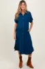 Navy Button Down Front Pocket Maternity Midi Dress sold by Pinkblush