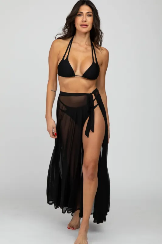 Black Mesh Wrap Cover Up sold by Pinkblush