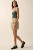 Pine Green Solid Smocked-Bodice Cropped Cami Top sold by Pinkblush