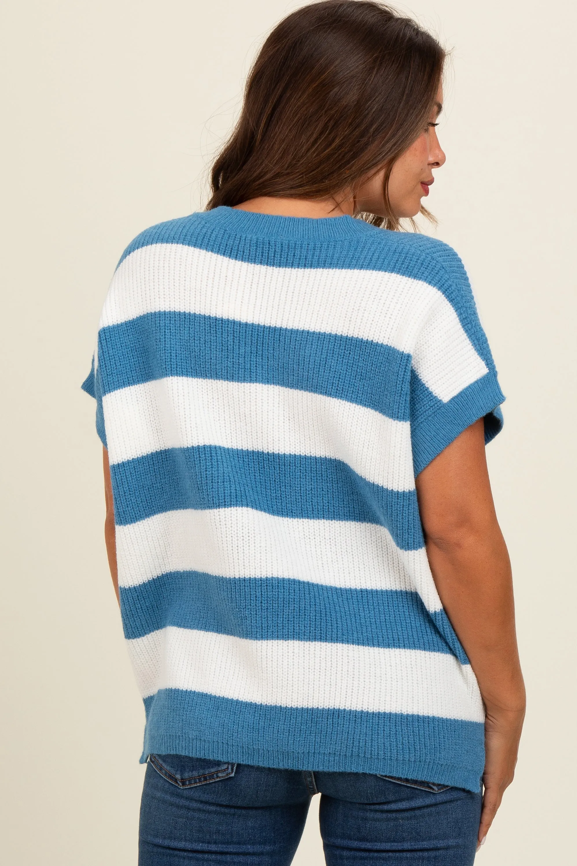 Blue Striped V-Neck Maternity Sweater Top sold by Pinkblush product image thumbnail 3