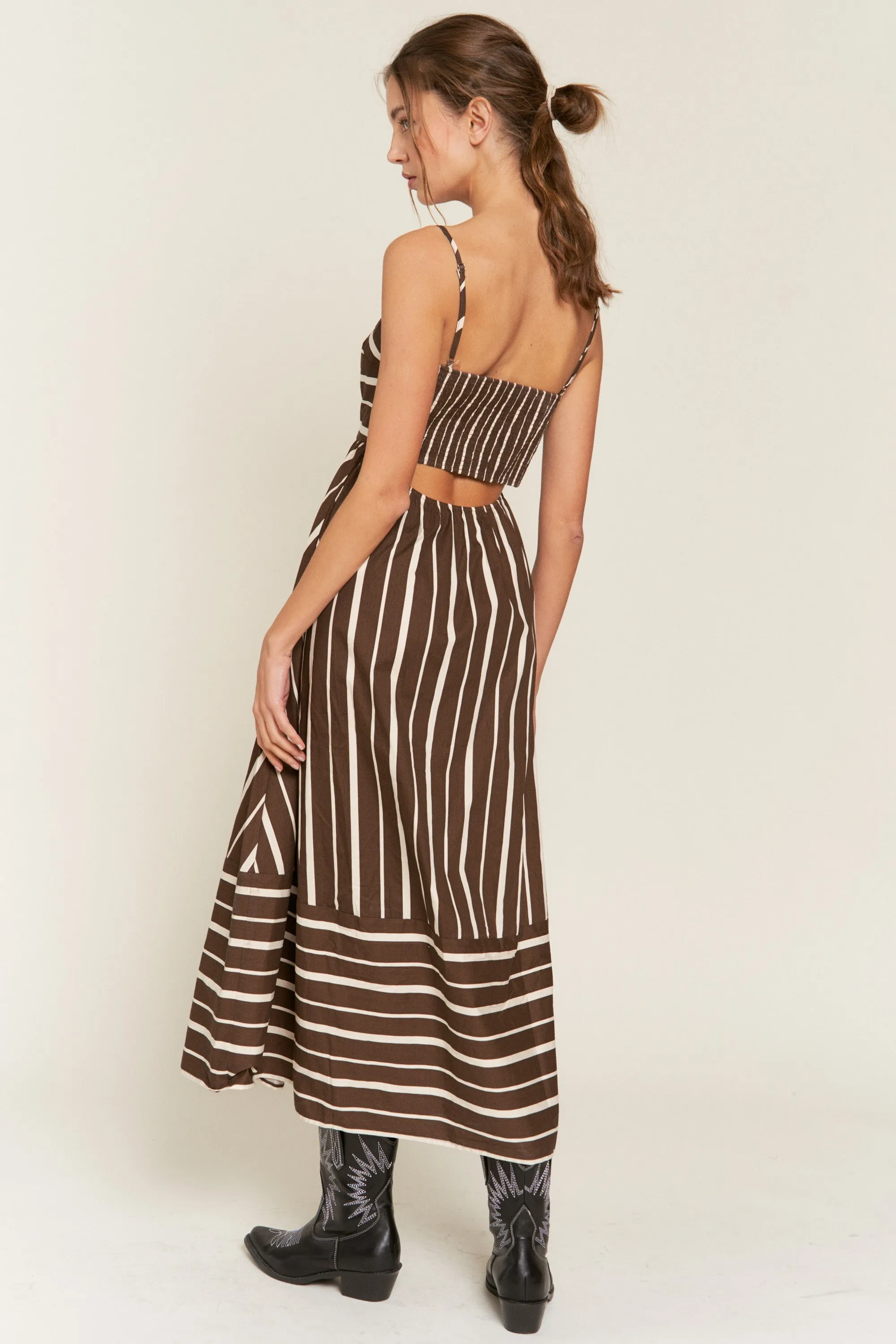 Brown Striped Back Cutout Dress sold by Pinkblush product image thumbnail 3