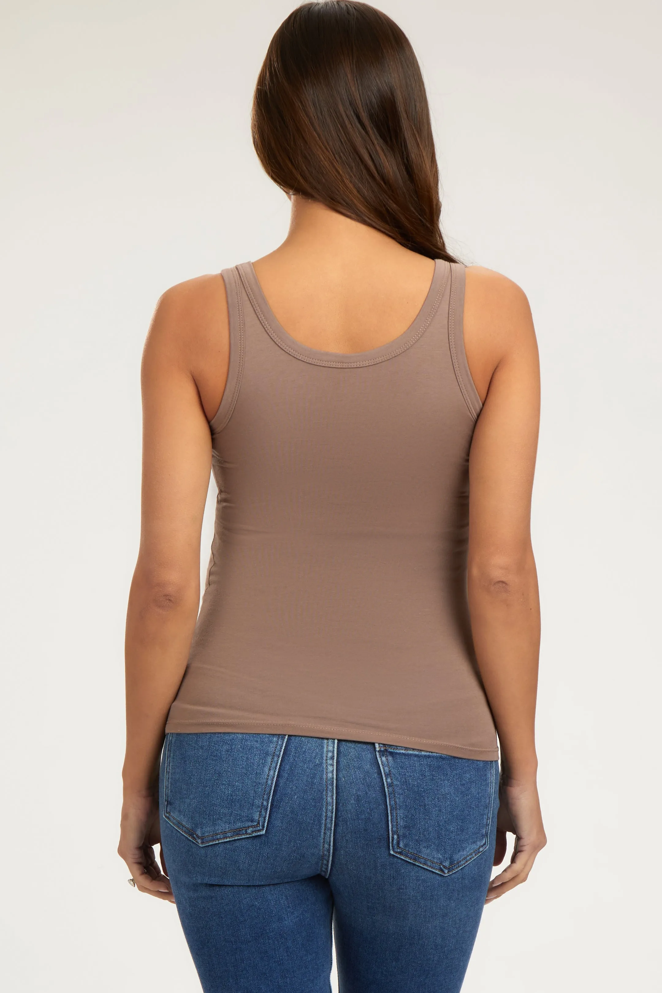 Mocha Scoop Neckline Maternity Tank Top sold by Pinkblush product image thumbnail 3