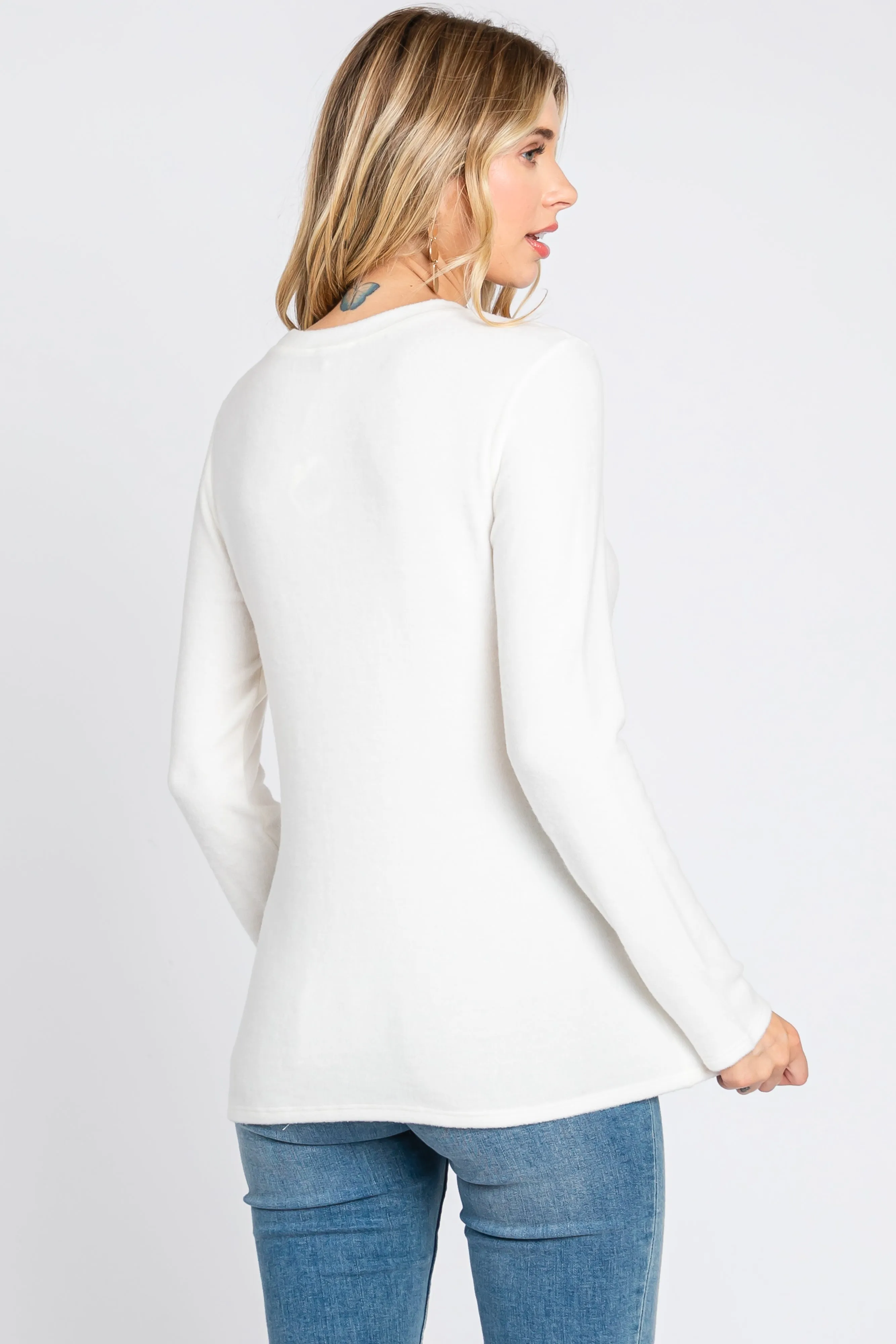 Ivory Soft Brushed Long Sleeve Top sold by Pinkblush product image thumbnail 4