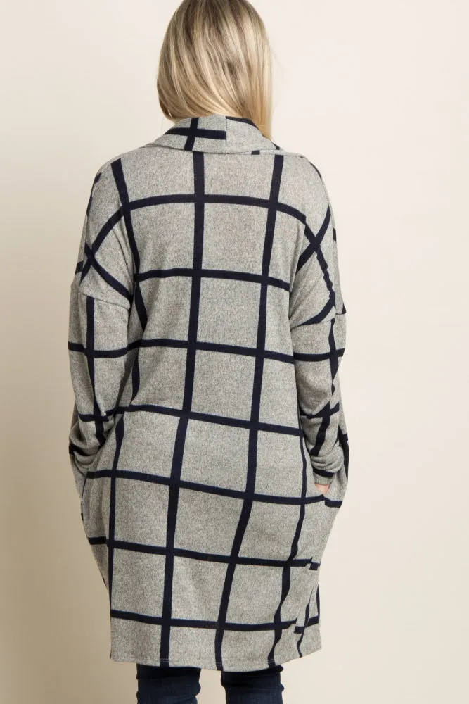 PinkBlush Grey Plaid Long Knit Maternity Cardigan sold by Pinkblush product image thumbnail 3